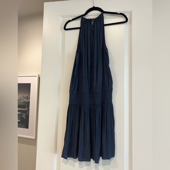 Ramy Brook | US L | Paris Sleeveless High-Neck Drop-Waist Mini Dress | Navy - Picture 8 of 9